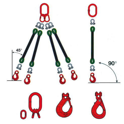 Pendenti di sollevamento da 1 a 4 bracci con nastri in poliestere 100%